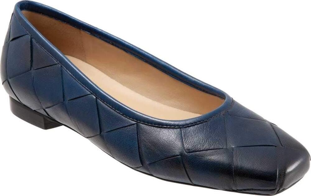 New In Box Trotters Hanny Ballet Flat in Blue Leather Size 11M NIB